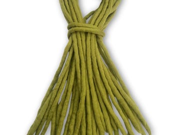 Olivgrüne handgemachte Wolle Dreadlocks - 16 Doppelendige DE Merino Wolle Dreads