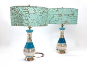 Mid Century Lamp Set with Fiberglass Shades