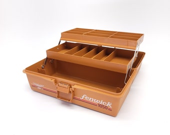 1987 Fenwick 1050 Tackle Box Pumpkin Orange Grandpa Fishing Fisherman Retro 80's Utility Storage Container