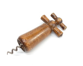 Vintage Wooden Corkscrew, Wine Bottle Opener, Cork Puller Mid Century Connoisseurs