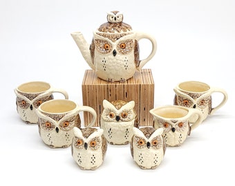 Vintage Enesco Owl Collection - Teapot - Salt and Pepper Shakers - Sugar Bowl etc.. - 70's and 80's Made in Japan