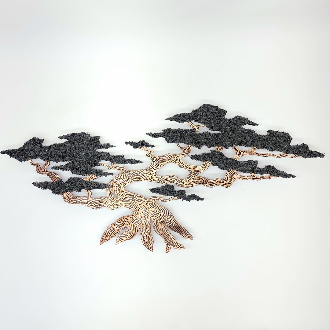 Metal Bonsai Tree Wall Sculpture Ross Bendixen, 90's MCM Mid Century