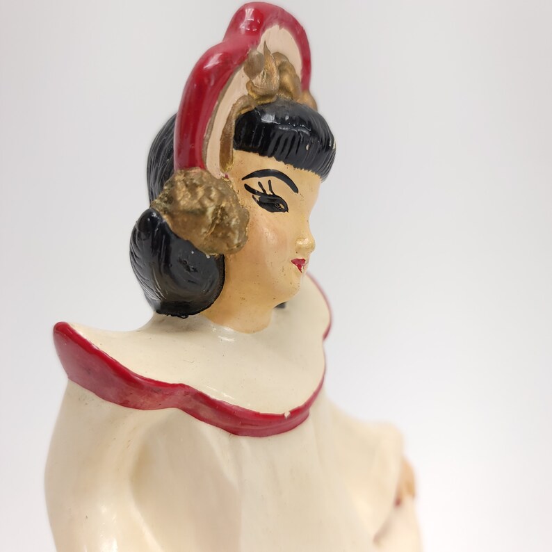 Ceramic Geisha Girl Florence 1950's Red & Gold Beautiful image 4