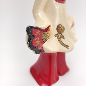 Ceramic Geisha Girl Florence 1950's Red & Gold Beautiful image 9