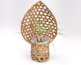 Wicker Planter Plant Stand Basket Hanging Table Top Boho Bohemian Flower Pot Peacock Woven Bamboo Planter