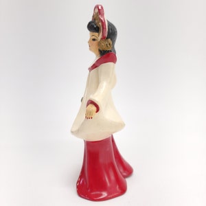 Ceramic Geisha Girl Florence 1950's Red & Gold Beautiful image 5