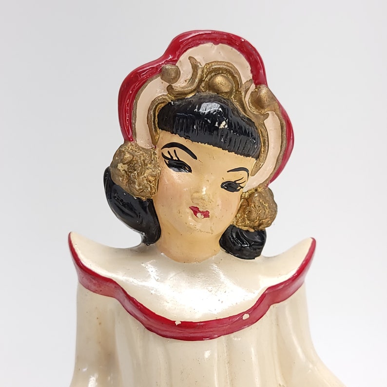 Ceramic Geisha Girl Florence 1950's Red & Gold Beautiful image 3