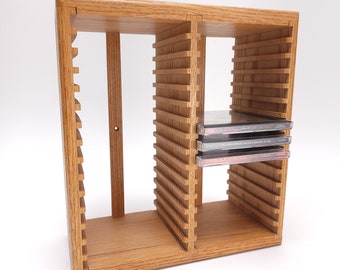 CD Storage Rack Tower Holder Solid Oak Wood 30 CD's Wall or Surface Mount