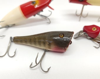 Vintage Wood Fishing Lure Assortment, Bass-oreno, Large Mouth
