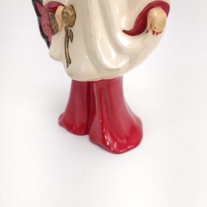 Ceramic Geisha Girl Florence 1950's Red & Gold Beautiful image 6