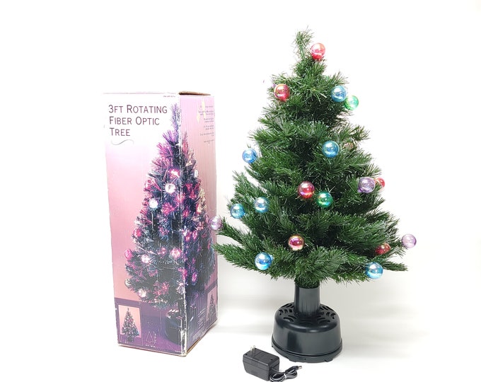 Fiber Optic Rotating Christmas Tree Table Top Xmas Tree Multicolor 3ft Tall Etsy