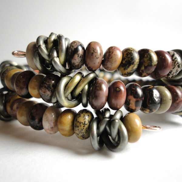 Gentleman's BrownStone Jasper and Chain Mens Bracelet -Unisex