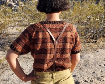 Handmade Brown Striped Sweater Vest – Retro-Inspired Knitwear