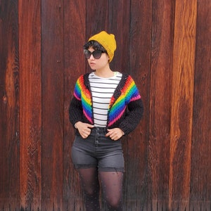 Knit Black Rainbow Cardigan image 5