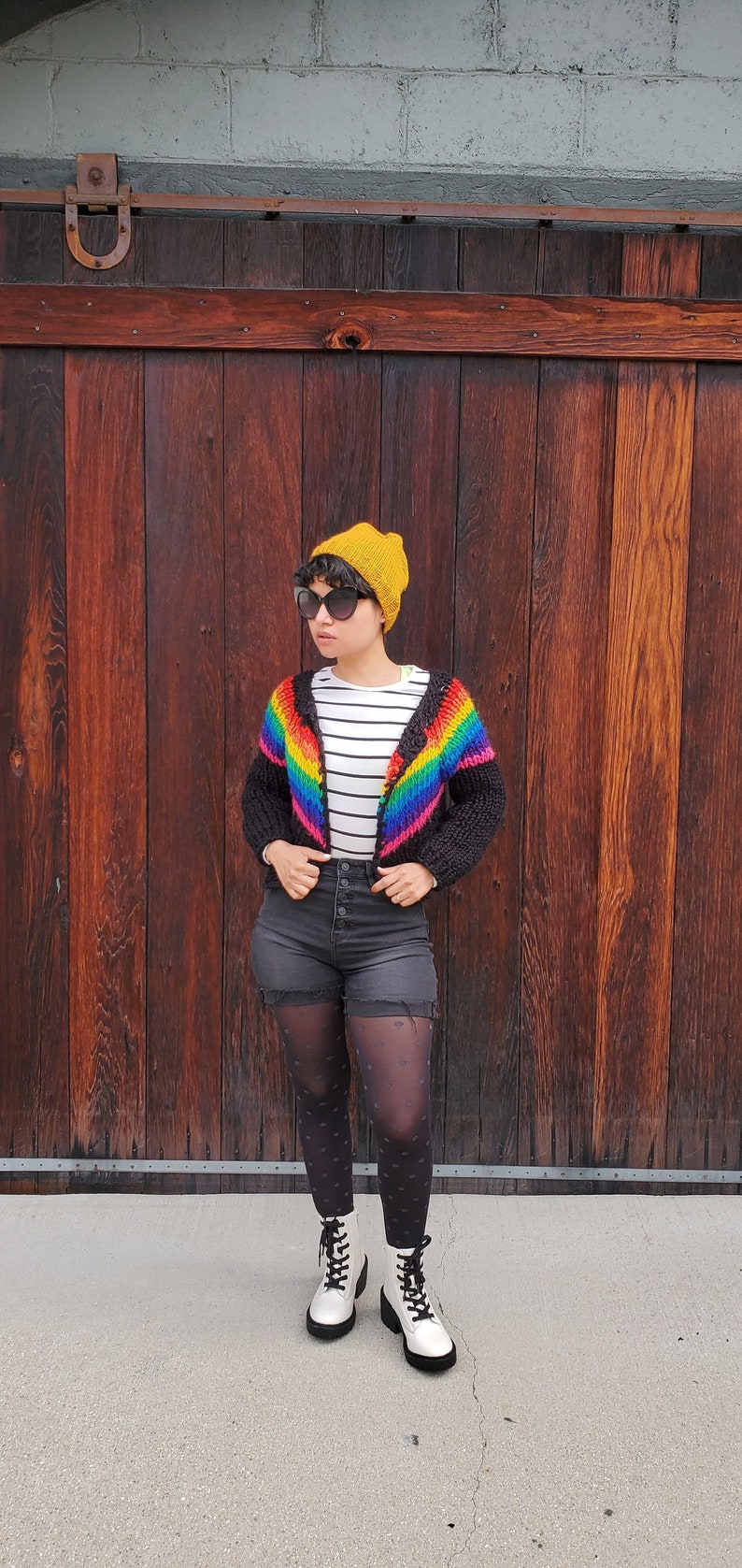 Knit Black Rainbow Cardigan image 5