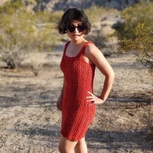 Vintage Inspired Crochet Dress- 1970s Red Orange Crochet Dress Overlay