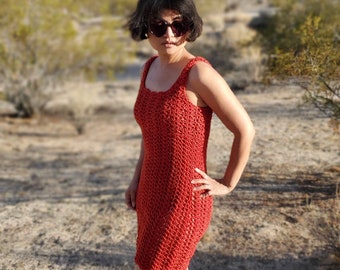 Vintage Inspired Red Crochet Dress – 1970s Boho Style