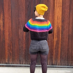 Knit Black Rainbow Cardigan image 4