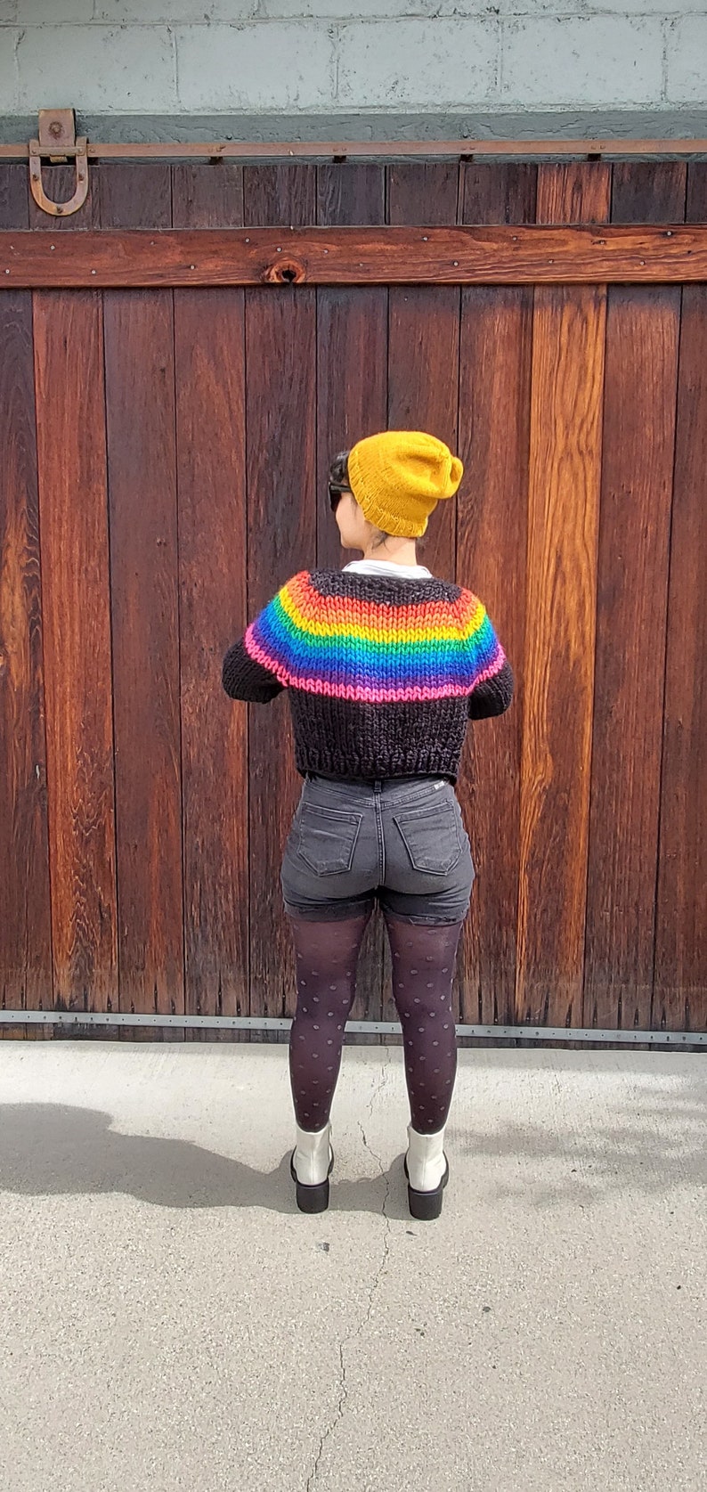 Knit Black Rainbow Cardigan image 4