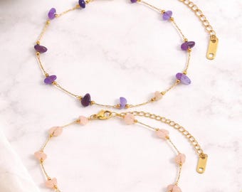 Solar Stone Anklet | Amethyst, Rose Quartz Anklet