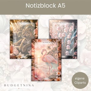 Notizblock A5 Flamingo Leopard Maiglöckchen, Abreißblock To Do Liste, Schreibtisch Unterlage, 120g Premium Papier 25 Blatt, Papeterie Gesche
