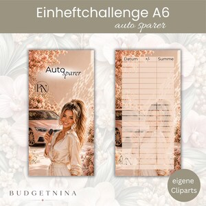 Autosparer Sparchallenge Set | Führerschein Sparen | Budget Binder A6 | Dashboard mit Tracker | Cash Stuffing | Eigene Cliparts