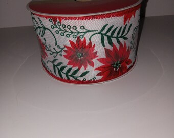 2 1/2 "Celebrate It Christmas Poinsetta Wired Band 25ft.