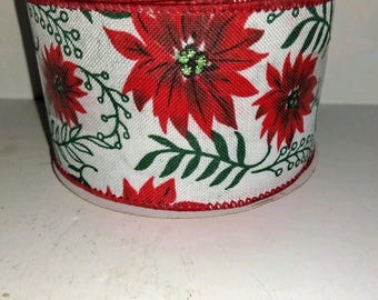 Celebrate It Christmas/Noel Verdrahtetes rotes Poinsettia-Band 2,5 "x 25 ft