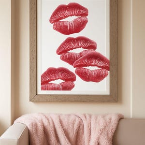 Red Lips Poster – Bold Digital Wall Art, Glam Pop Art Print, Baddie Aesthetic Decor, Fashion Illustration, Instant Download