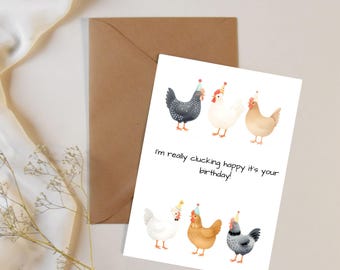 Clucking Happy Birthday Card | Funny Chicken Birthday Card | Digital Download