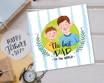Papa's verjaardagskaart Papa en ik Beste vader Ik hou van je papa's kaart voor vaderdag, bedankt papa met gepersonaliseerde naam en bericht