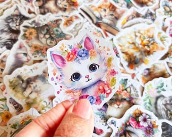 Kattenstickers Girly Dierenstickers Waterdichte stickers voor laptop, bagage, bidon, telefoonhoesje