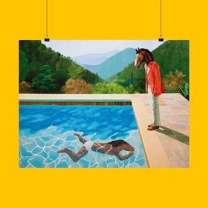 Stampa di BoJack Horseman / Dipinto vintage da parete di Hockney Pool / Regalo per i fan / Stampa su tela di BoJack Horseman, poster con cornice e senza cornice