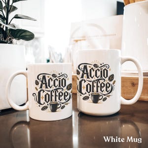 Accio Coffee Mug Accio HP Wizard Inspired Cup Coffee Lover Gift Ceramic & Enamel Unique Cup Gift for Fan