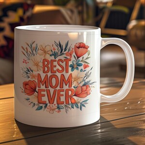 Hermosa taza de cerámica para el día de la madre / diseño floral, regalo para mamá, regalo del día de la madre, amante del té y el café, regalo de cumpleaños de mamá, taza personalizada.