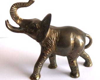 Vintage MCM Solid Brass Elephant