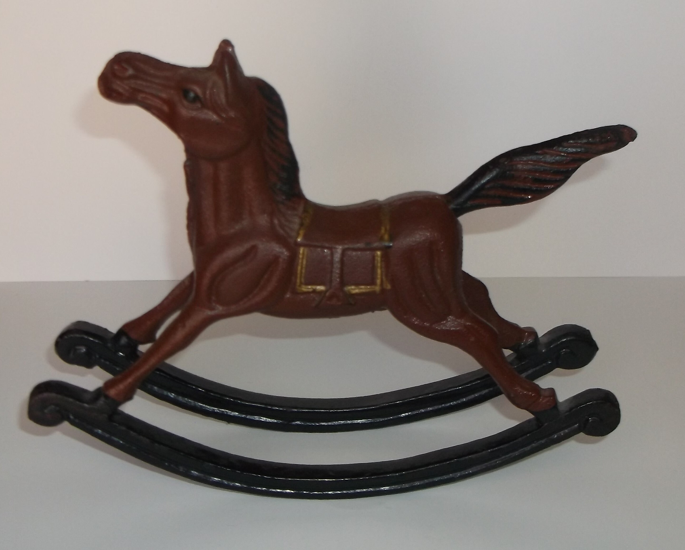 Vintage Cast Iron Rocking Horse Figure Etsy