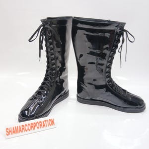 Black Patent Combat Boots - Etsy display picture 1
