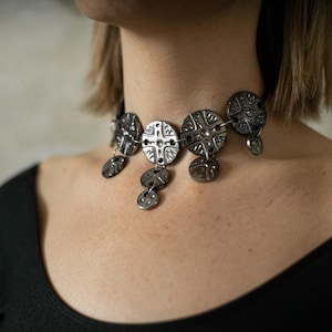 Clay Folk Necklace – Dukach Medallion Jewelry – Traditional Ukrainian Choker – Handmade Ethnic Pendant -