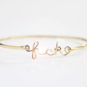 Single Gold-Filled or Sterling Silver f-ck Bracelet image 1