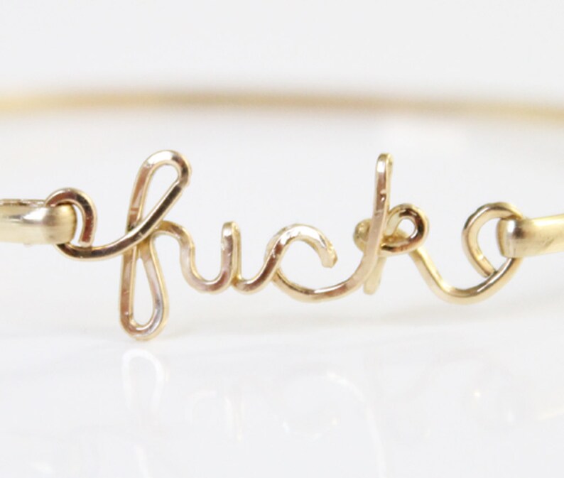 Single Gold-Filled or Sterling Silver f-ck Bracelet image 3