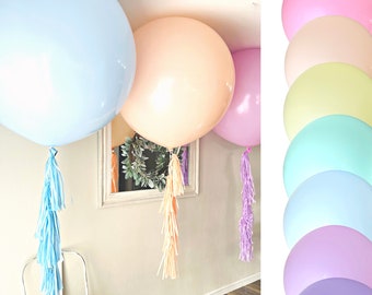 Jumbo Balloons with Tassels 36" (3 ft) | Giant Balloons for Birthday Party, Baby Shower, Bridal Shower, Graduation, or Bar Mitzvah