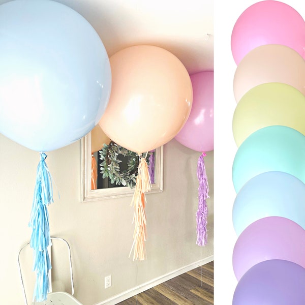 Jumbo Balloons with Tassels 36" (3 ft) | Giant Balloons for Birthday Party, Baby Shower, Bridal Shower, Graduation, or Bar Mitzvah