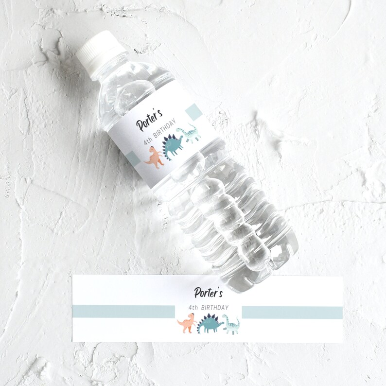 Dinosaur Editable WATER BOTTLE LABELS for a Dino Birthday Etsy