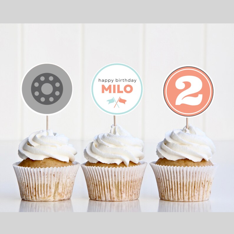 Two Fast Printable CUPCAKE TOPPERS for 2nd Birthday Party - Etsy.de