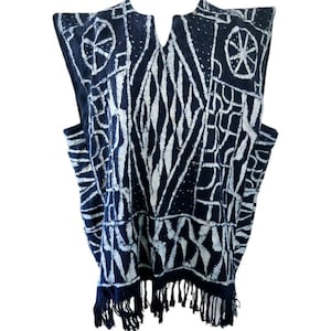 Authentic Handwoven Ndop (Toghu)/Bamileke/Bamenda Traditional African Wear/Indigo Blue Unisex 2XL to 3XL Fit/Handmade in Cameroon