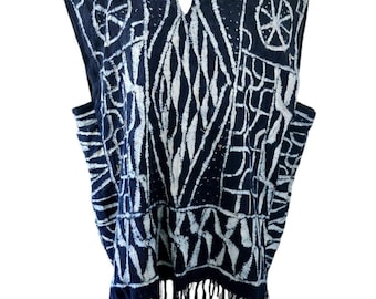 Autentico abito tradizionale africano Ndop (Toghu)/Bamileke/Bamenda tessuto a mano/Blu indaco, unisex, vestibilità dalla 2XL alla 3XL/Fatto a mano in Camerun