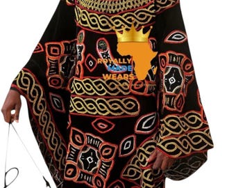 Bamenda Toghu Men’s Traditional Attire | Cameroon Royal Outfit | Embroidered Velvet Dashiki | Atoghu Free Size | One Size Fits Most (S–XL)