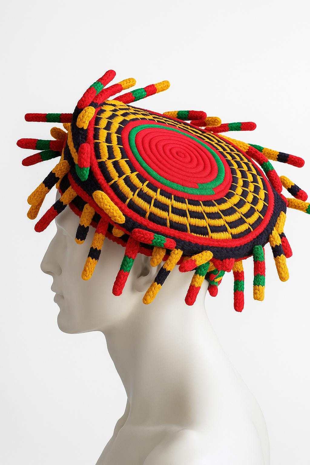 Hand‑crocheted Bamenda Spiked Hat | Hive Crown or Flat Disc