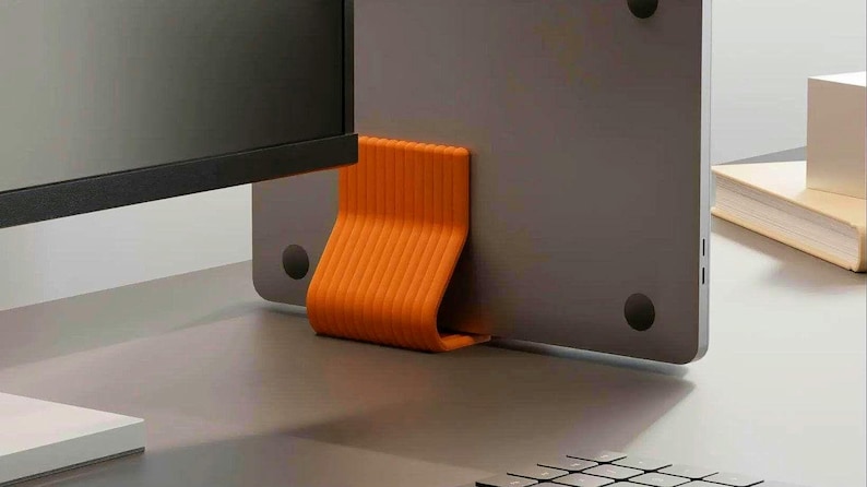 Dual Laptop Stand Vertical | Desk Accessories MacBook Holder | Space Saving Home Office Organizer | 30+ Colors image 5